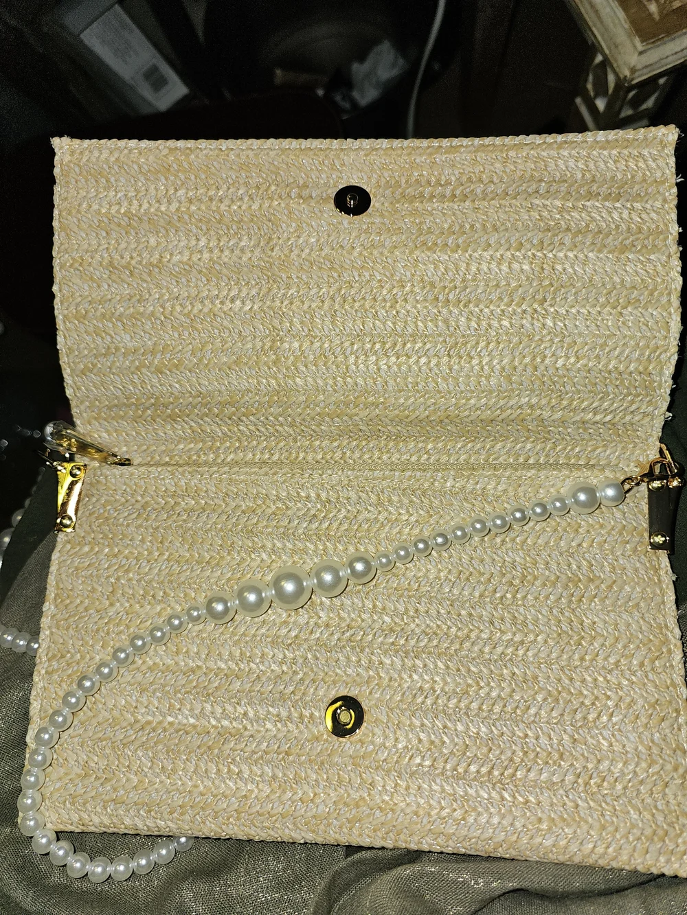 Dior Straw Pearl PurseTrim Shoulder Bag in Beige - Picture 2 of 15